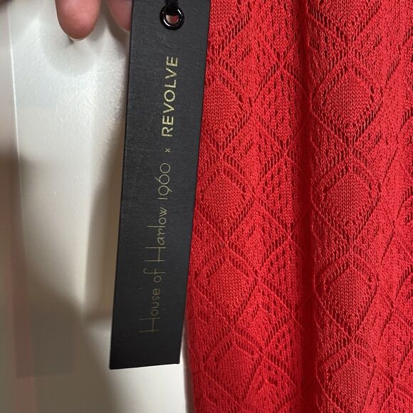 House of Harlow 1960 x REVOLVE Jeane Pant Racing Red Beach Crochet Sz large New - Picture 4 of 7